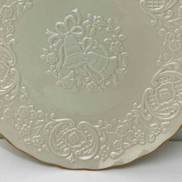Lenox Wedding Bells Promises Ivory Gold Trim Marriage Keepsake Plate Platter - Picture 3 of 9